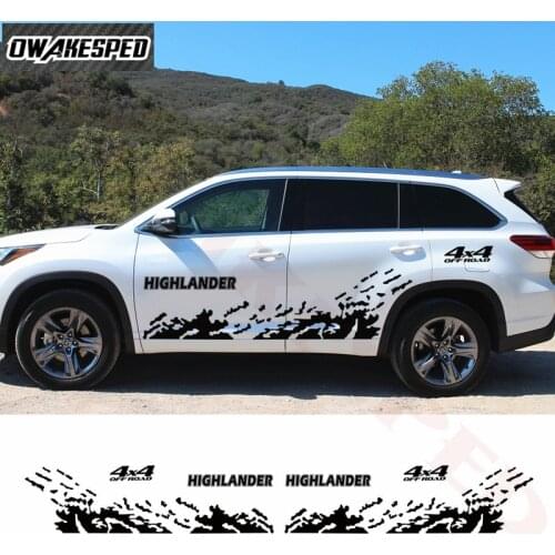Splash Water Grahpics Stickers For-Toyota Highlander Auto Body Door Side Decor Vinyl Decals 4X4 Off Road Stripes