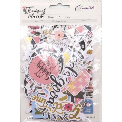 Creative Path 134pcs Printed Paper Diecuts Shapes Ephemera Foil Design Scrapbooking Cardmaking Journal Embellishments Decoration
