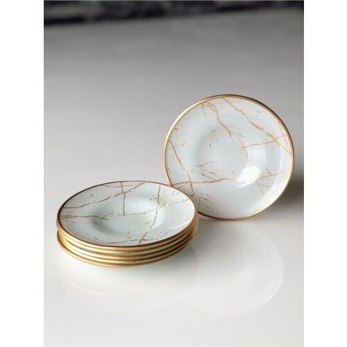White Marble Pattern Tea Plate 6'lı