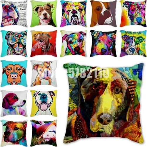 Black and White Cartoon Dog bulldog Sofa Cushion Cover Kids Single Side Polyester greyhound Pillowcase Home Decoration