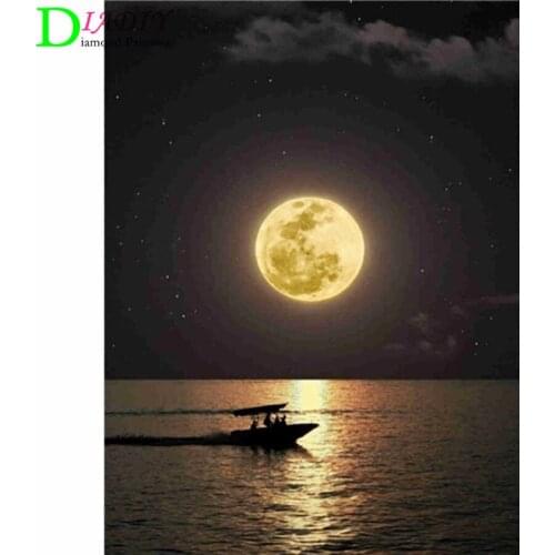 DIADIY 5D DIY Diamond Painting Moon Full Square Diamond Embroidery Landscape Cross Stitch Mosaic Sale Home Decoration