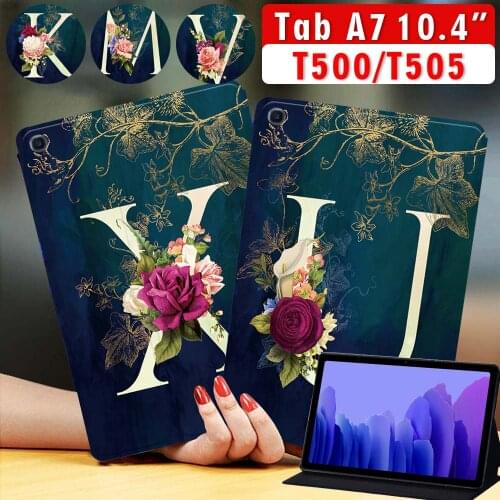 For Samsung Galaxy Tab A7 10.4" SM-T500 SM-T505 Flip Tablet Stand Cover Case for Tab A7 2020 Letter Pattern Protective Case