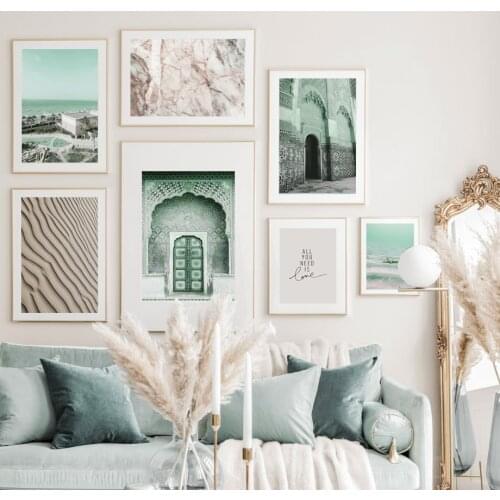 Morocco Door Desert Beach Coconut Tree Wall Art Canvas Painting Nordic Posters And Prints Wall Pictures For Living Room Decor