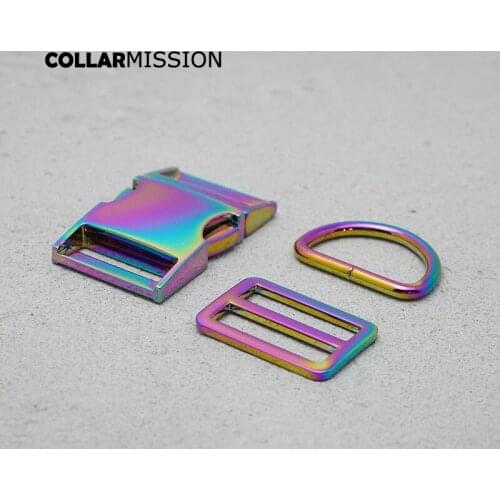 Metal buckle+Tri-Glid+D ring/set) Retailing metal plated buckle 30mm for DIY dog collar set harness high quality DIY accessoies