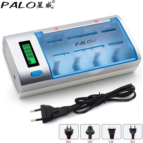 Multi Usage 4 Slots LCD Display Battery Charger For 1.2V NI-MH NI-CD AA/AAA/C/D/9V Rechargeable Batteries with Car charging line