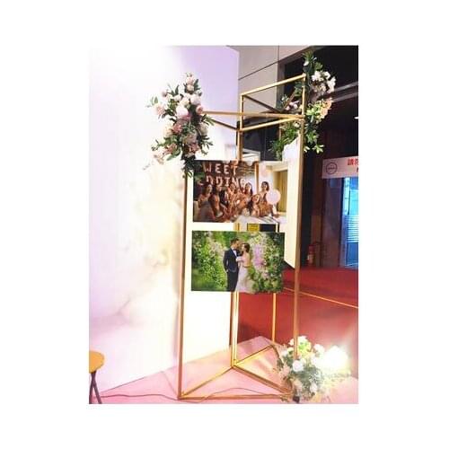 New wrought iron triangle frame geometric abnormity arch road lead wedding stage background decoration flower wedding props