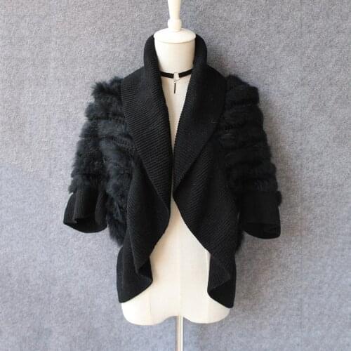 ZY87063 2017 New Arrival Fashion Ladies And Girlsk Knitted Rabbit Fur Pashimina Bride Shawl Poncho Cardigan