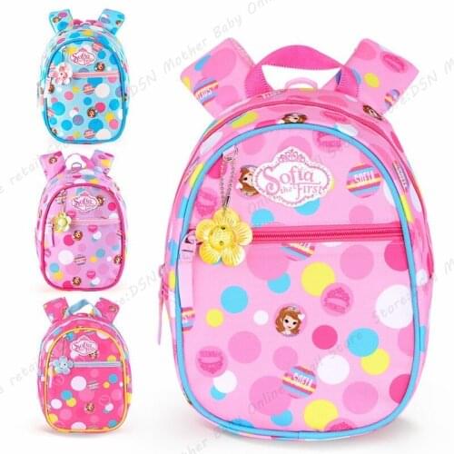 Genuine Disney Cute Princess Sophia School Book Backpack Kindergarten Kid New Large Capacity Dot Printed Bag Girls Creative Gift