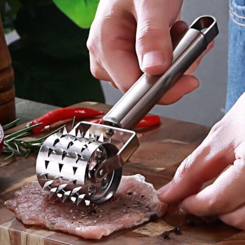 Kitchen Accessories Gadget Stainless Steel Meat Tenderizer Meat Hammer Baking Puncture Wheel Rolling Needle Puncture Knife