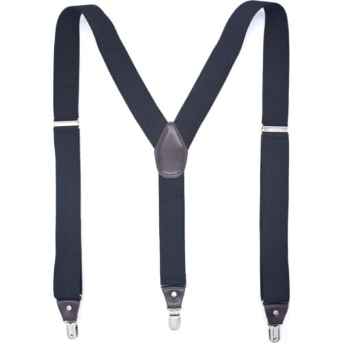 Adjustable Elastic Leather Suspenders for Men Vintage Shirt Trousers Pants Braces Straps Belts Y Shape with Strong Metal Clips