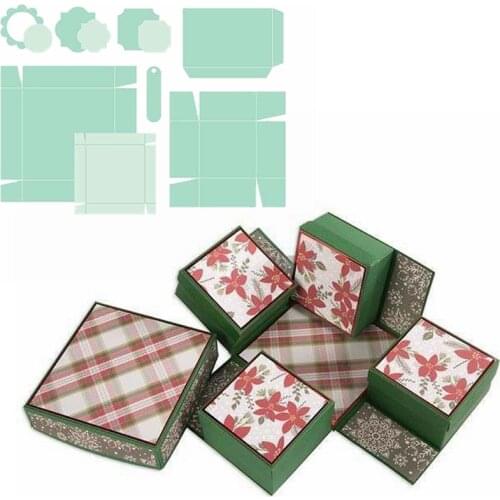 Luxurious Surprise 4 Tiny-Boxes Built-in Gift Box Metal Cutting Dies Funtional Gift Box Die Cuts For Card Making DIY