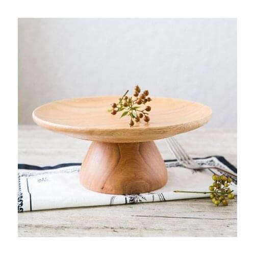 Japanese Style Plate Tableware Solid Wood igh-legged Wooden for Fruit Snack Dish Cake Dessert Classic With Fashion Free Shipping