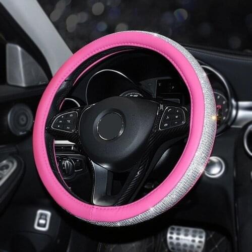 Car interior jewelry high-end Steering sleeve set crystal crown diamond car Steering sleeve with diamond four seasons set ladies