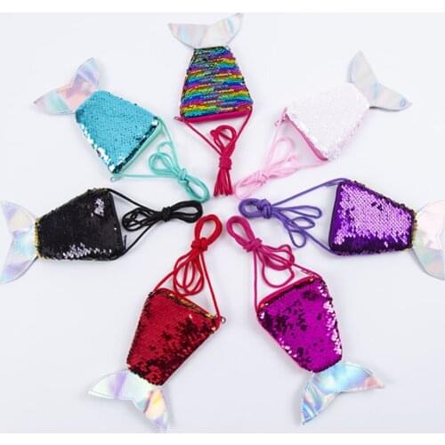 Womens Mermaid Tail Satchel Coin Purse , Girls' Crossbody Sling Money Change Wallet Purse Bag Pouch