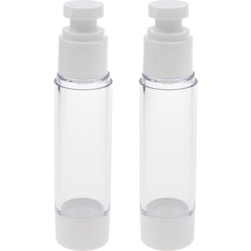 2Pcs/lot 15ml / 30ml / 50ml Empty White Airless Serum Lotion Cream Pump Plastic