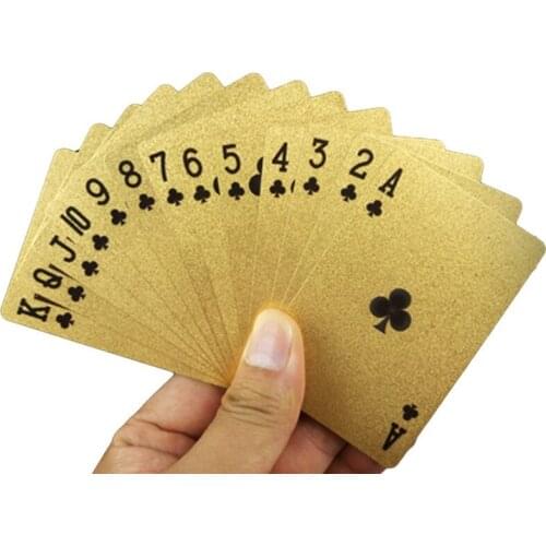 2 PCS Plastic Waterproof Gold Foil Playing Cards Limited Edition Poker 094F