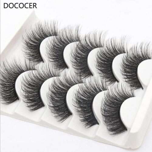 5 Pairs/set Multipack 6D Soft Mink Hair False Eyelashes Wispy Fluffy Long Lashes Natural Eye Makeup Faux Eye Lashes DOCOCER