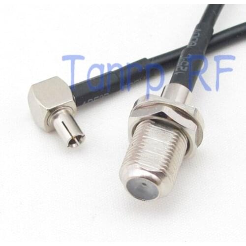 6in F female jack to TS9 male plug right anlge RF connector adapter 15CM Pigtail coaxial jumper cable RG174 extension cord