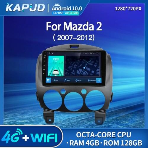 Kapud Android 10.0 Auto Radio 9" Car Multimedia Player Stereo For MAZDA 2 Mazda2 2007-2012 GPS Navigation
