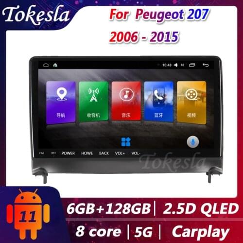 Tokesla 9" Android 11 Car Radio For Peugeot 207 Auto Central Multimedi Gps Navigation bluetooth Dvd Player Dps 2 din 2006-2015