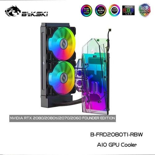 Bykski B-FRD2080TI Custom AIO GPU Water Cooling Kit For 2080/2070 A-RGB,240mm Radiator +12mm Fan+Pump+GPU Block Customization