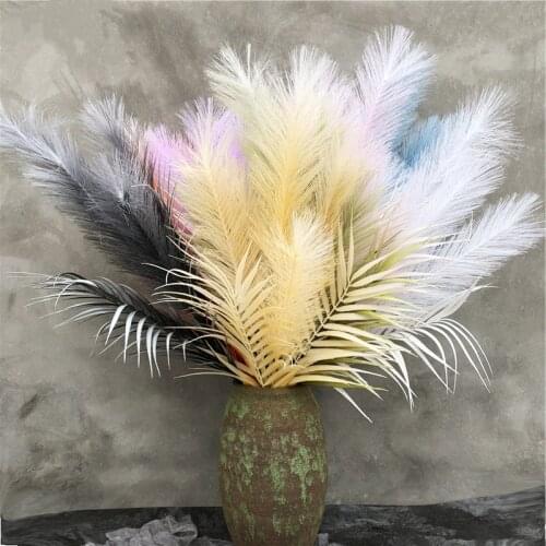93cm 5Heads Large Artificial Reed Grass Rose Red Wedding Flower Silk Feather Onion Grass Wedding Hotel Garden Home Decor Plants