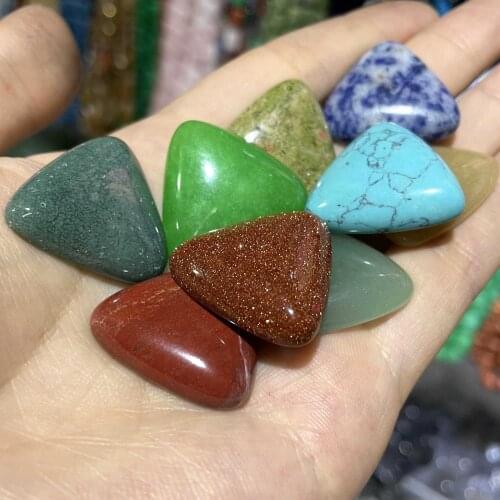 25MM Natural Cabochons Triangle Shape Agates Quartz Jasper Turquoises Stone Beads For Jewelry Making DIY Necklace Gemstone 5Pcs