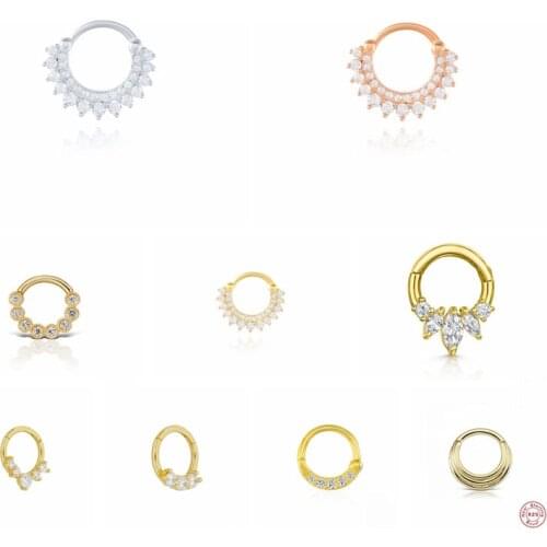 CANNER 925 Sterling Silver Nose Ring Mini Micro-inlaid Zircon Luxury Nose Piercing Earrings For Women Men 2021 Trend Huggie