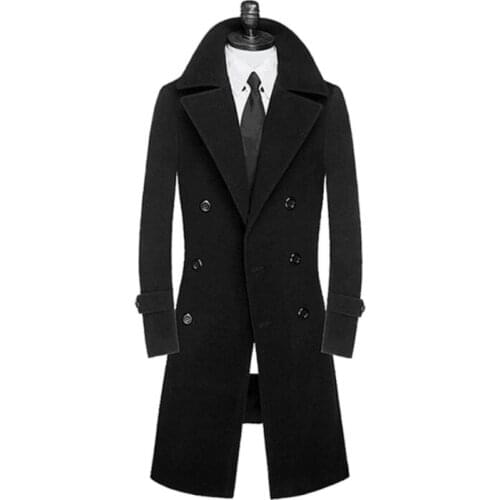 Black casual woolen coat men 9XL trench coats long sleeves overcoat mens cashmere coat casaco masculino inverno erkek england