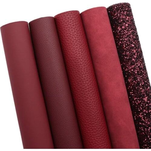 David accessories 20*33cm 5Pieces/set Solid Synthetic Leather Patchwork Hair Bow Earrings Making Handbag Phone Case,1Yc12212