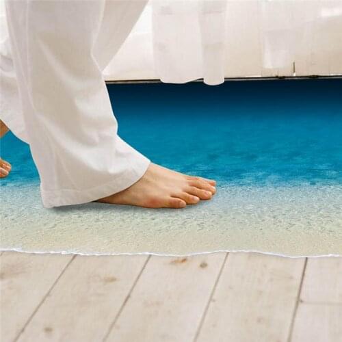 Sea Beach Floor Stickers Wall Decoration Home 3d Decals Print Ground Room Mural Art Landscape Scenery Creative Poster