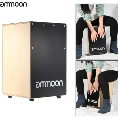 Ammoon Wooden Cajon Hand Drum Children Box Drum Persussion Instrument with Stings Rubber Feet 23 * 24 * 37cm