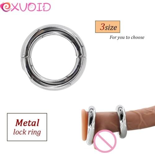 EXVOID Delay Ejacualtion Penis Metal Ring Sex Toys for Couples Male Chastity Device Sex Shop Stainless Steel Cock Metal Ring