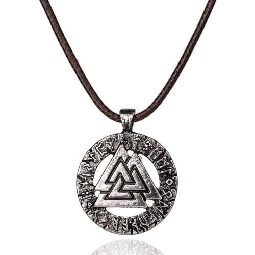 Geometric Mountain shield Viking Vintage Valknut Scandinavian Pendant Necklace Woman Men Girl Gift Wedding blessing Jewelry
