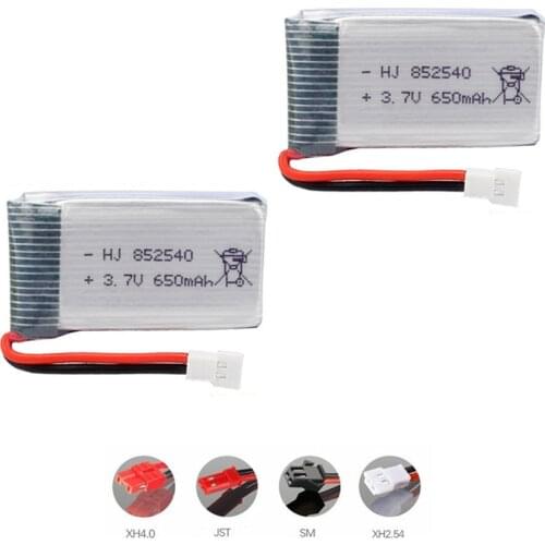 3.7V 650mAh Lipo Battery 852540 3.7V Rechargeable Lithium Battery For SYMA X5C X5C-1 X5 H5C X5SW drone spare parts 2pcs