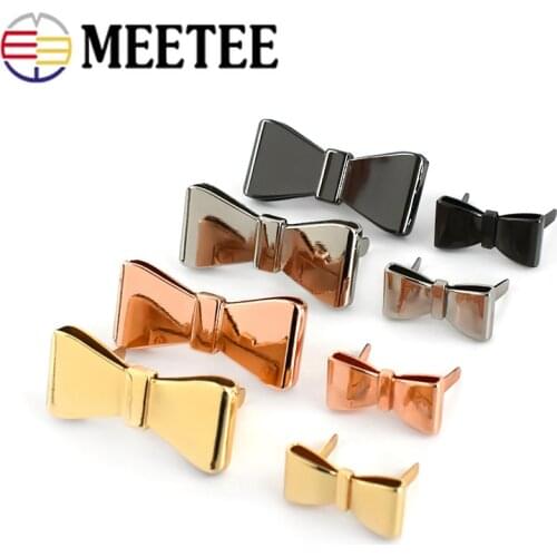 Meetee 4/10pcs 40x18mm Metal Hardware Bow-knot Buckle Shoes Jewelry Bag Button Decorative Luggage DIY Crafts Accessories AP505
