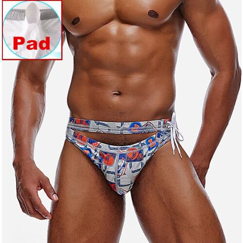 Mens Sexy Swimsuit Underwear Cutout Low Rise Swim Briefs Soft Pouch Pad Swimwear Bikini Board Shorts Surf Trunks Beachwear