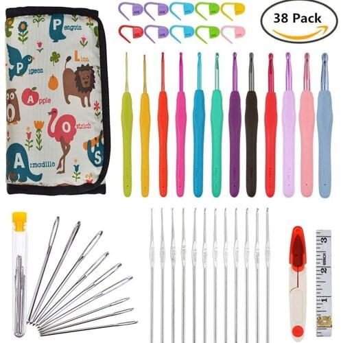 1 Set Crochet Hook Set With Yarn Knitting Needles Sewing Tools Set Knit Gauge Scissors Stitch For Knitting DIY Accessories