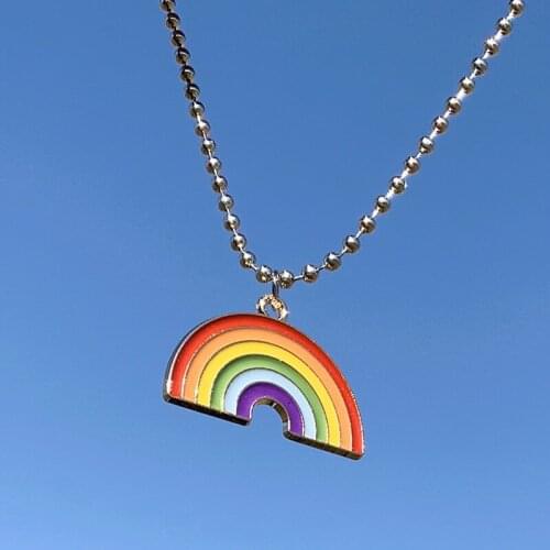 New Fashion Necklace for Women Rainbow Colors Pendant Necklace Korean Hip-hop Bead Chain Female Necklace Jewelry Accessories