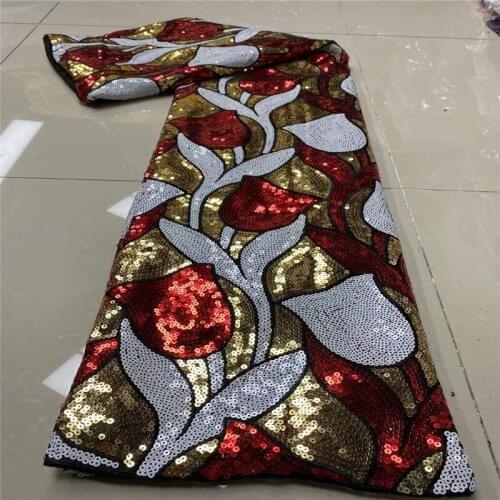 New arrival fashion African Sequins Lace Fabric High Quality Ghana Handmade Mesh Lace Fabric French Tulle For Nigerian