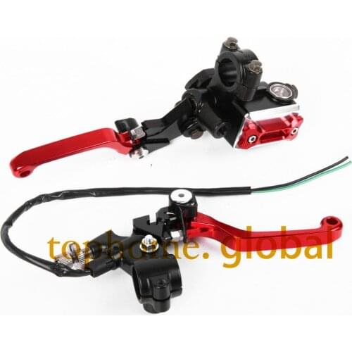 New CNC 7/8" Brake Master Cylinder Pressure Switch Reservoir Levers Dirt Pit Bike Set Red For Honda CRM250R/AR 1994-1998