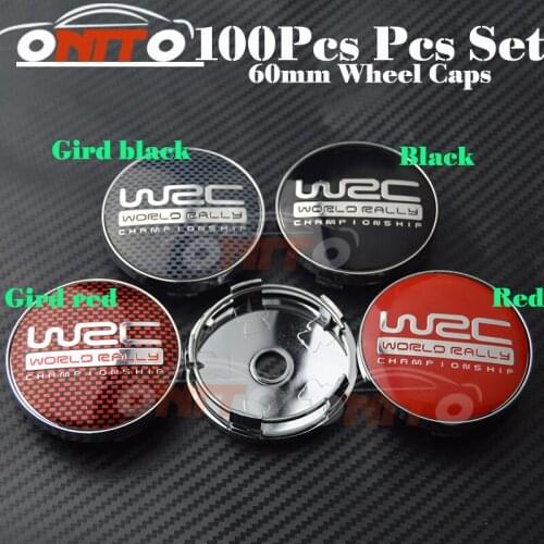 Wholesale 100 Pcs Hot selling 60mm WRC emblem Wheel Center Hub Caps Dust-proof Badge logo covers car styling accessories