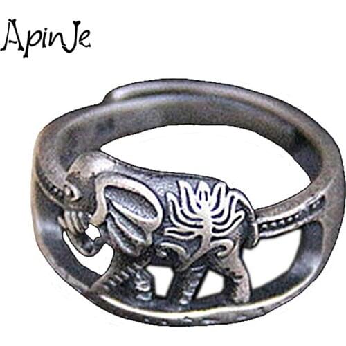 Apinje 990 Fine Silver Open Ring for Men And Women Animal Ring Elephant Fashion Jewelry
