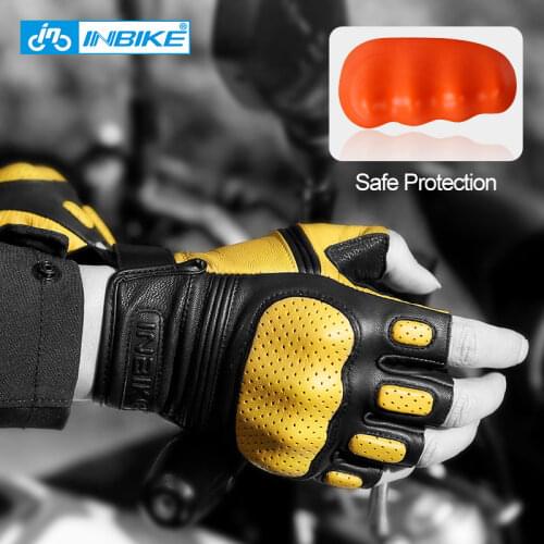 INBIKE 2021 Goatskin Cycling Gloves Summer Half Finger Motorcycle Road Bicycle MTB Bike Gloves Men Women Sport Cycling Equipment