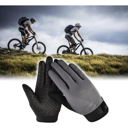 1 Pair Ice Silk Gloves Full Finger Breathable Unisex Outdoor Sports Touch Screen Climbing Fitness Bicycling Gloves for Weight Li
