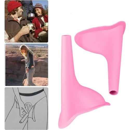 Women Urinal Soft Silicone Urination Device Travel Outdoor Camping Stand Up Pee Toilet Urinals for Girl Women Pink