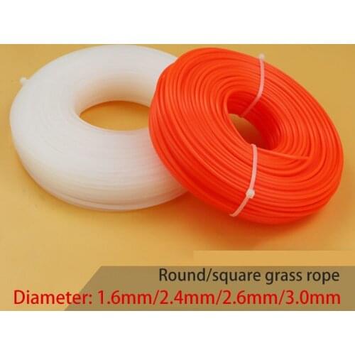 Trimmer rope mowing wire lawn mower accessories strimmer line dia2.4 2.6 1.6 3mm 50 60 100m length