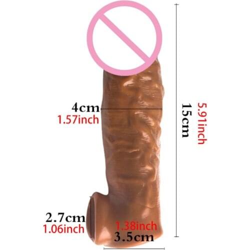 13cm Dildo Sleeve Extender Long Lasting Enlargement Flesh Adult Sex Toy for Men Couples Silicone