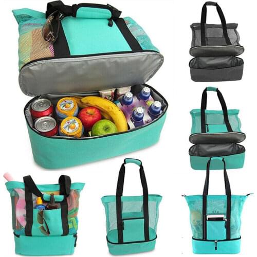 Outdoor Beach Tote Bag Zipper Insulated Picnic Bag Travel camp Large Capacity Lunch Box Bag Waterproof Storage Food Ice Box