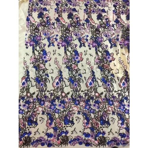 Unique Nigerian French Mesh Lace Material with sequins SYJ-61416 embroidered French net Lace Fabric with super Quality